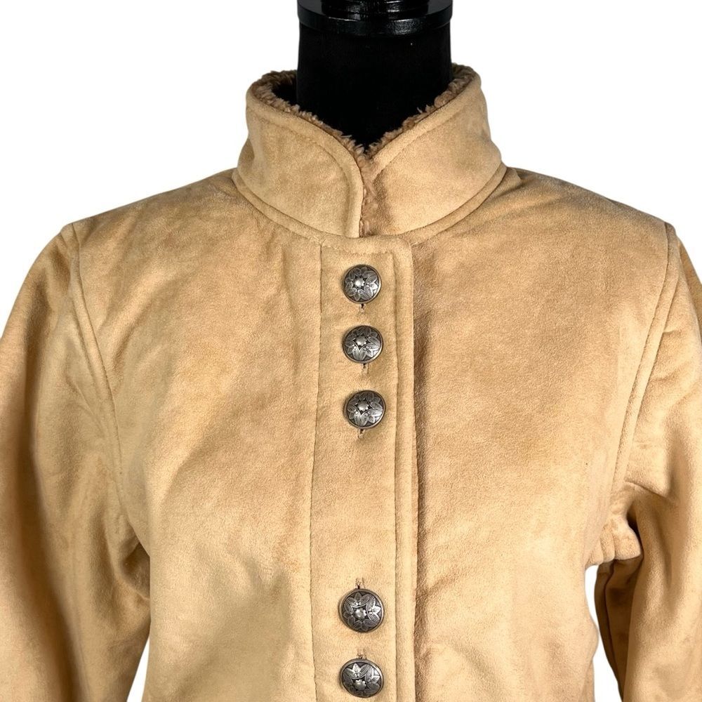 County Clothing Company Tan Western Jacket Faux Suede Shearling Sherpa Cropped - Picture 7 of 16